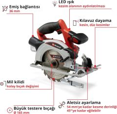 Einhell TE-CS 18/165/1 Li Solo, Daire Testere