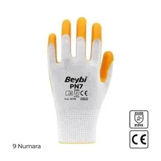 Beybi PN7 Polyester Örme Nitril Eldiven NO:9