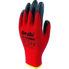 BEYBİ PN3 Zebra Polyester Örme Nitril Eldiven