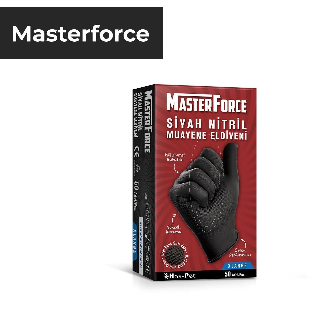 MasterForce Siyah Nitril Muayene Eldiveni  XLarge