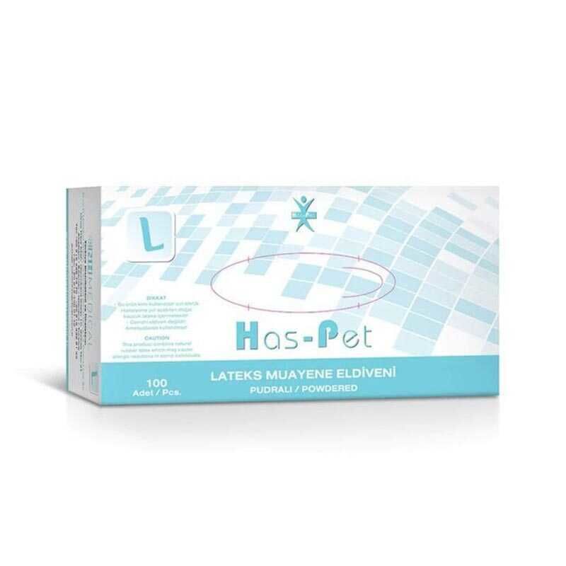 Has-Pet Latex Pudralı Eldiven 100'lü - L
