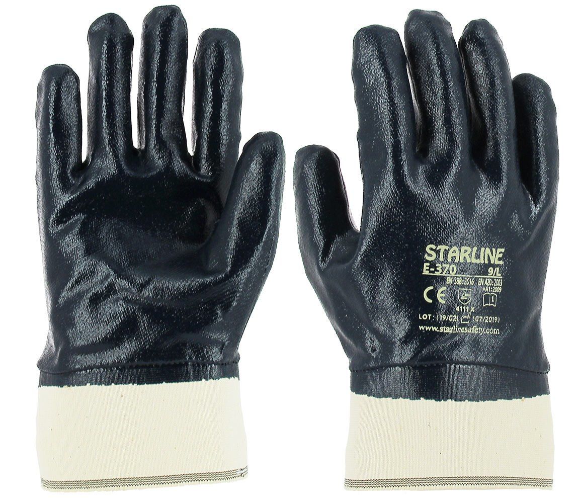 Starline E-370 Mavi Nitril Tam Kaplı Ağır İş ve Petrolcü Eldiveni 4111X 10