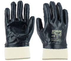 Starline E-370 Mavi Nitril Tam Kaplı Ağır İş ve Petrolcü Eldiveni 4111X 10