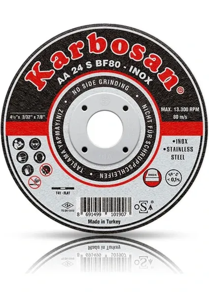 Karbosan 180x1,9 Inox - Paslanmaz Çelik Kesme Diski